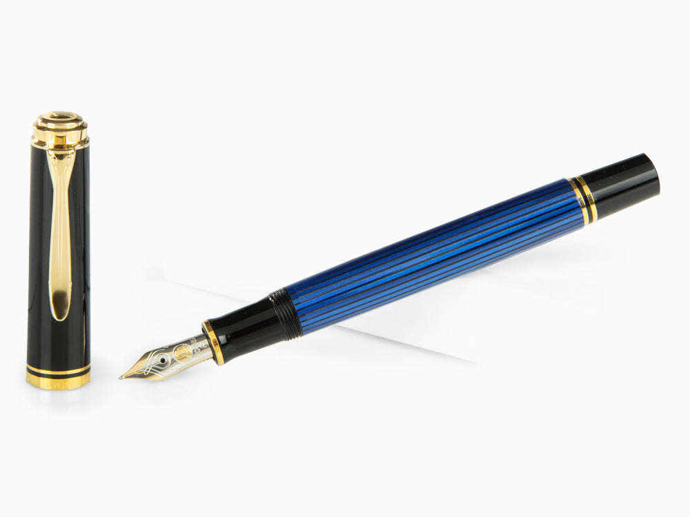 Pluma Estilográfica Pelikan Souverän M400 - Negra y Azul - Plumín Oro