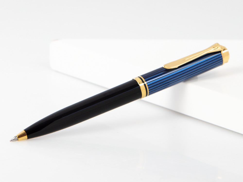 Bolígrafo Pelikan K600, Negro y azul, Adornos en oro, 988378