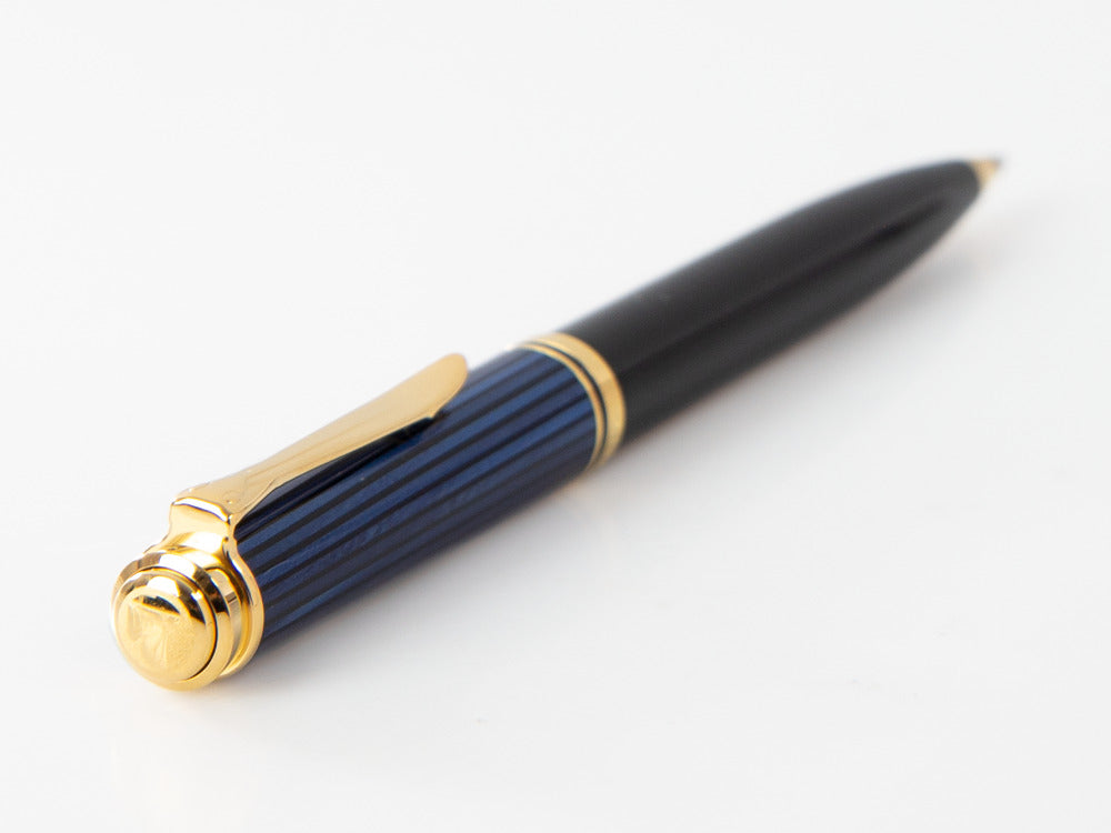 Bolígrafo Pelikan K600, Negro y azul, Adornos en oro, 988378