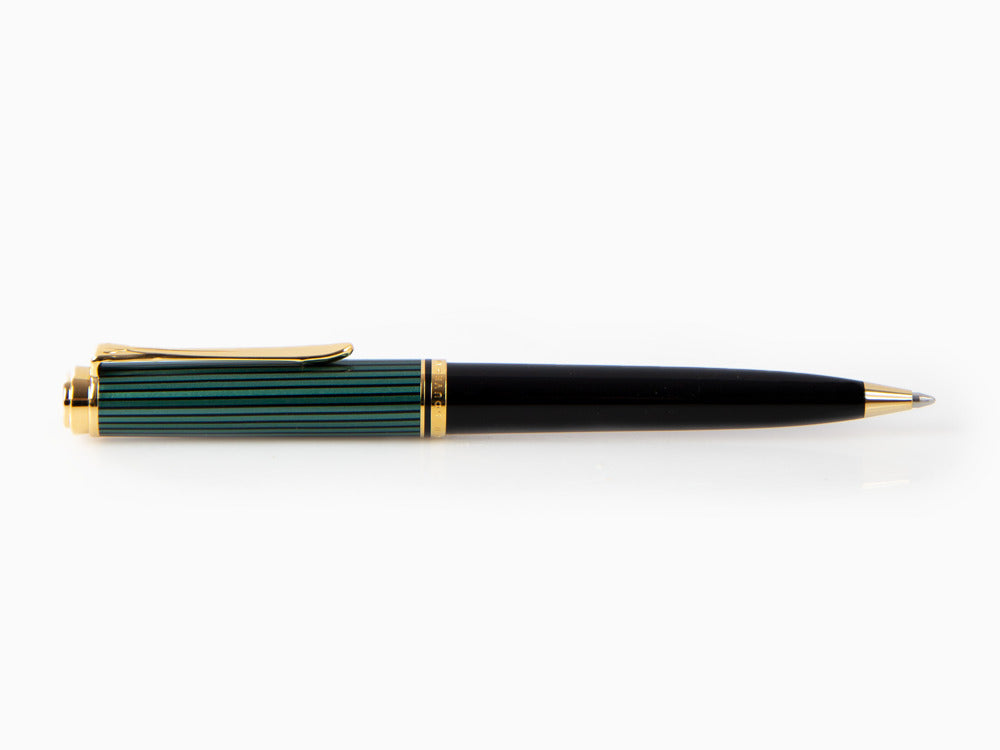 Bolígrafo Pelikan K800, Negro y verde, Adornos en oro, 987834