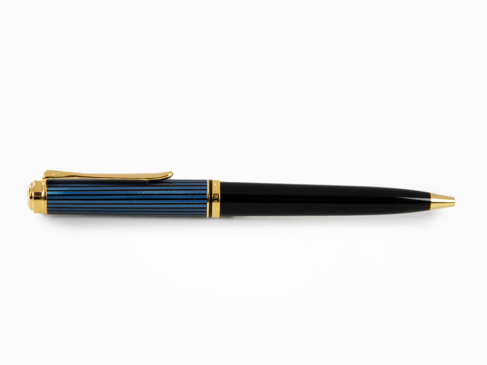 Bolígrafo Pelikan K800, Azul y negro, Adornos en oro, 987842