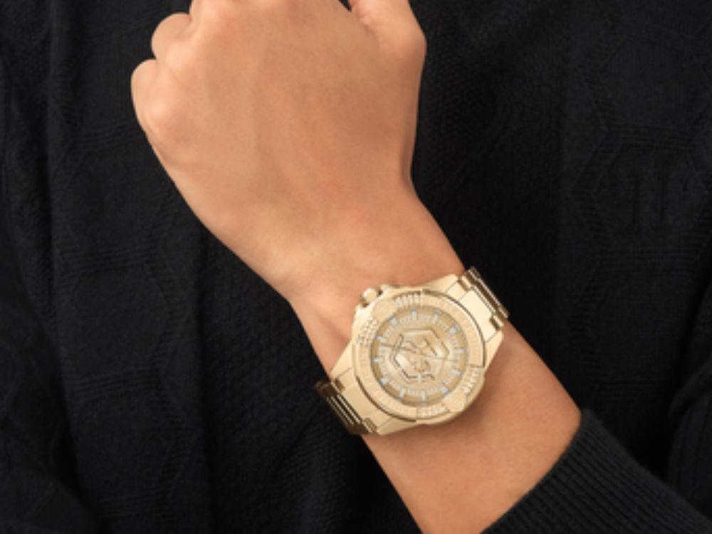 Reloj de Cuarzo Philipp Plein Majesty, dorado, 45 mm, Cristal mineral, PWBHA0726