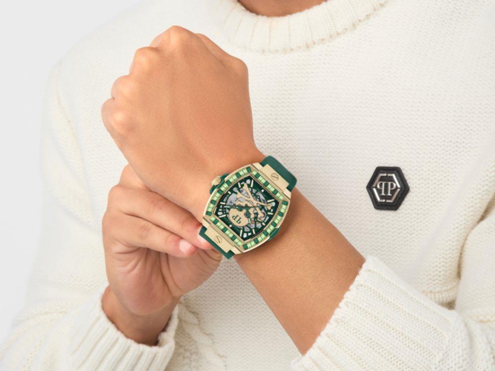 Reloj Automático Philipp Plein The Skeleton Baguetes, Verde, 44 mm, PWJHA0226
