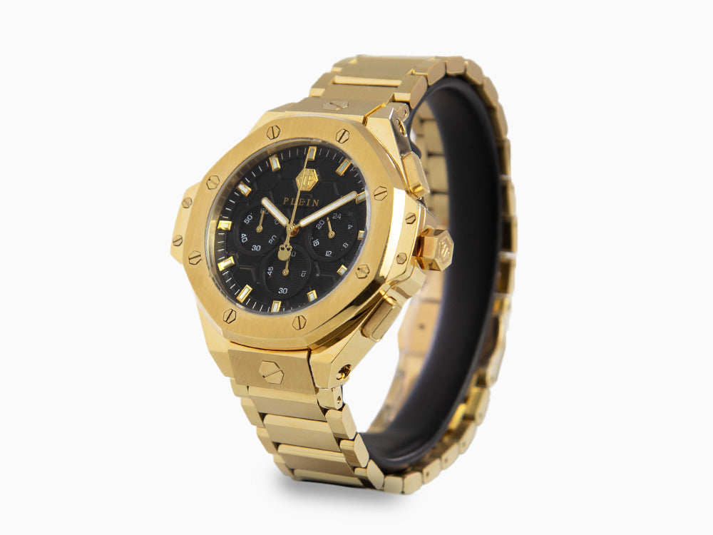 Reloj Cuarzo Philipp Plein Plein Chrono Royal, PVD Oro, Negro, 42mm, PWPSA0424