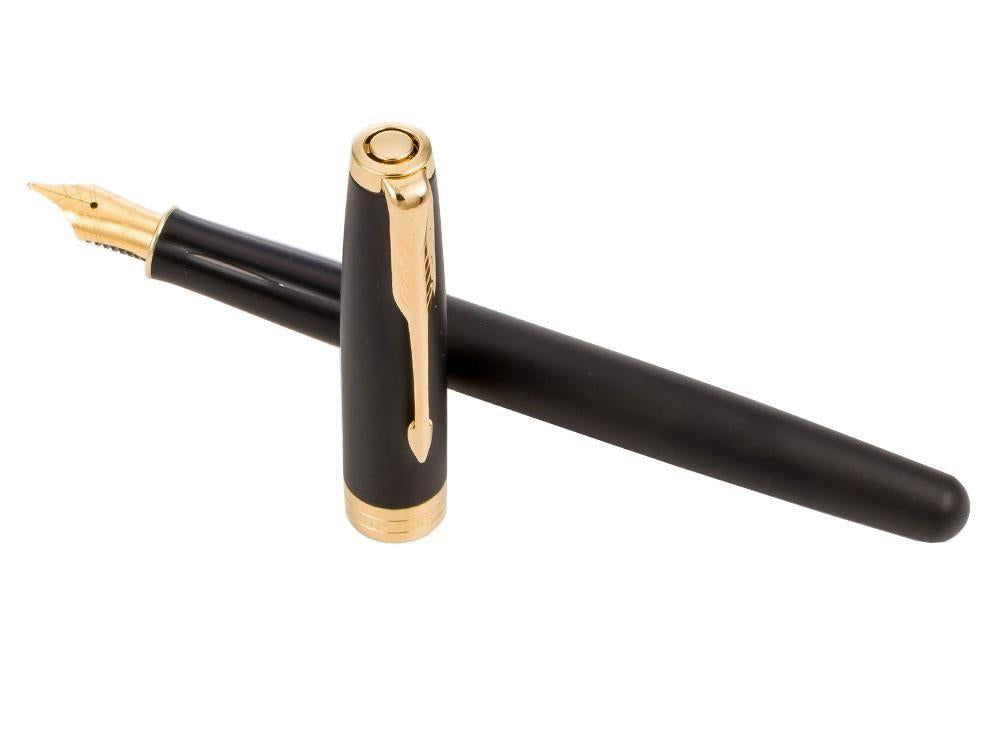 Pluma Estilográfica Parker Sonnet, Laca, Adornos en Oro, Negro, 1931517