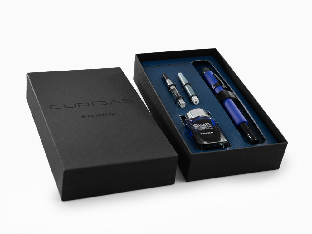Pluma Estilográfica Platinum Curidas Blue Matte, Retráctil, PKN-9000-56