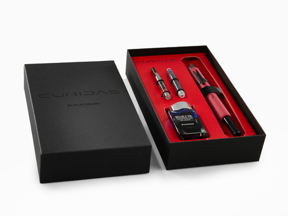 Pluma Estilográfica Platinum Curidas Red Matte, Retráctil, PKN-9000-77