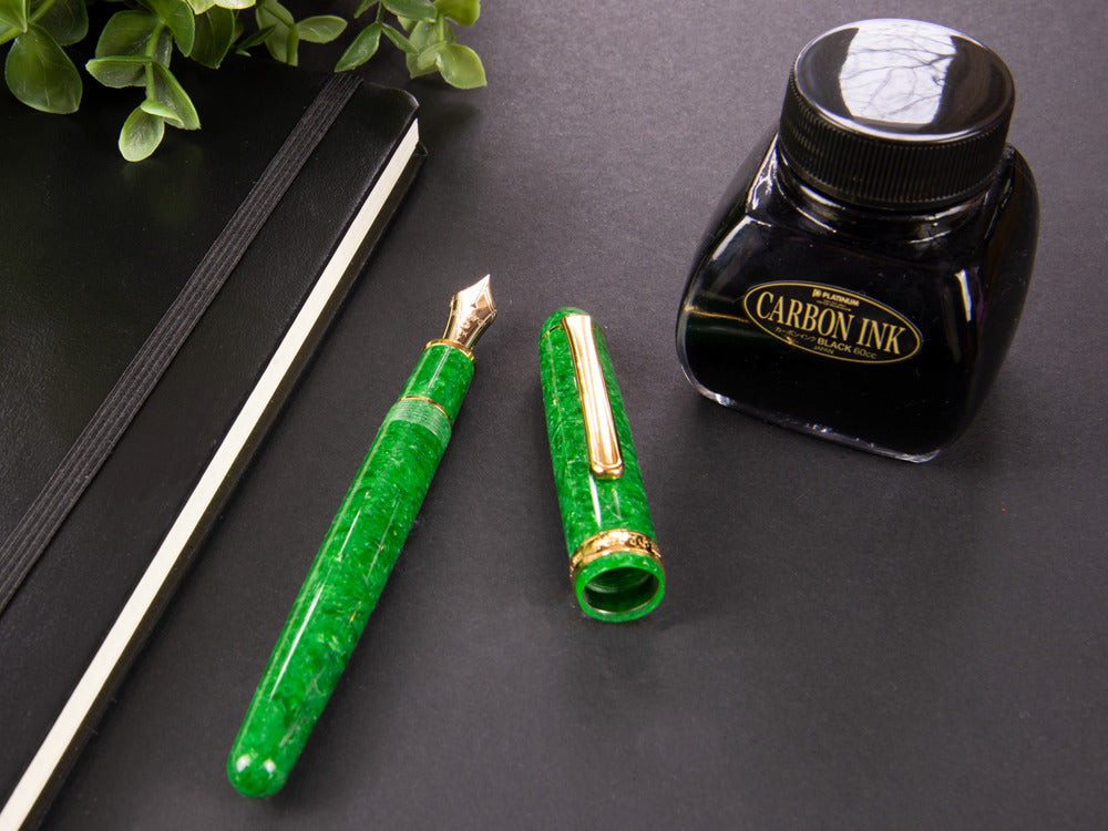 Pluma Estilográfica Platinum Celluloid Jade y Oro - PTB-30000S-45