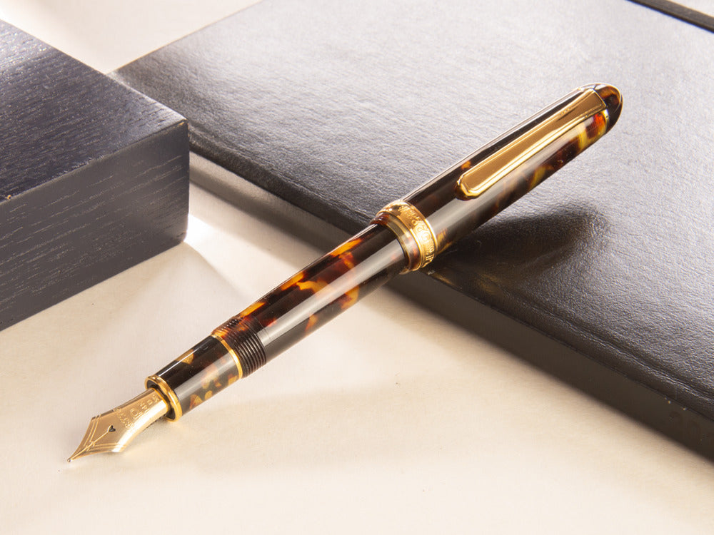 Pluma Estilográfica Platinum Celluloid Tortoise y Oro - PTB-30000S-62