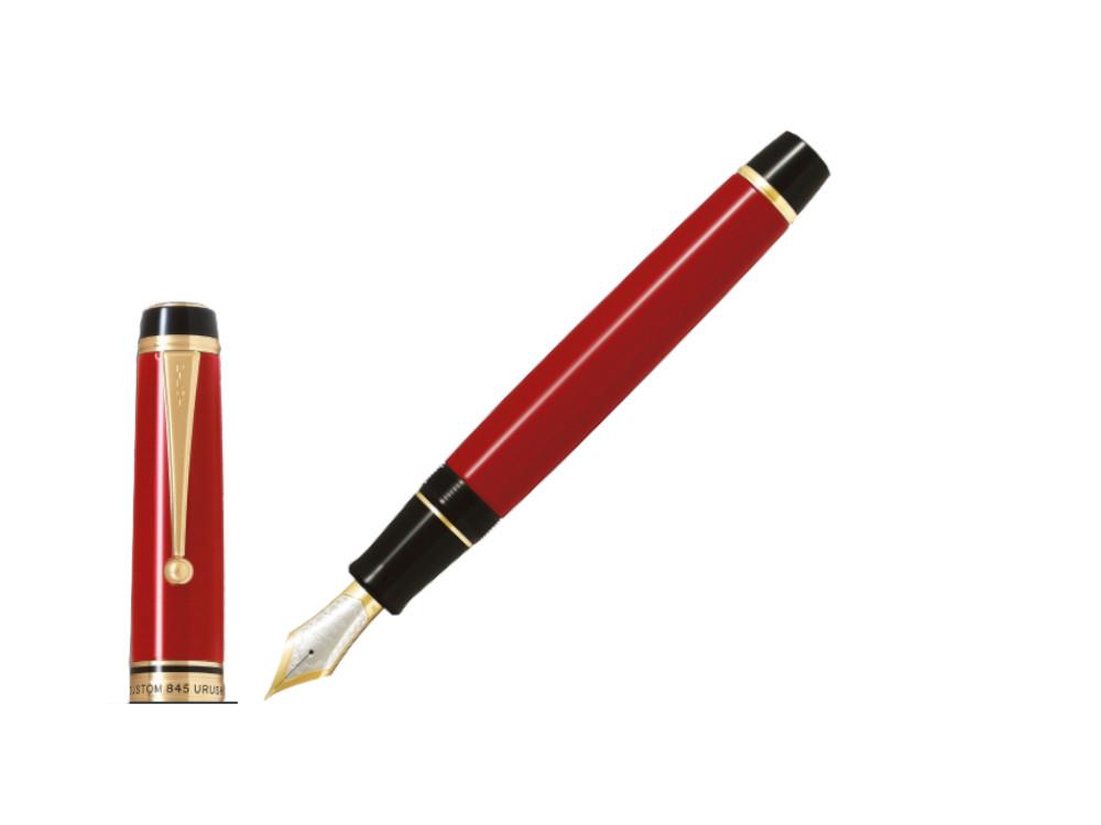 Pluma Estilográfica Pilot Custom 845 Red, Adornos PVD Oro, FKV-5MR-R