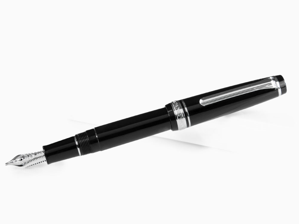Estilográfica Sailor Professional Gear Slim Silver, Negro, Rodio