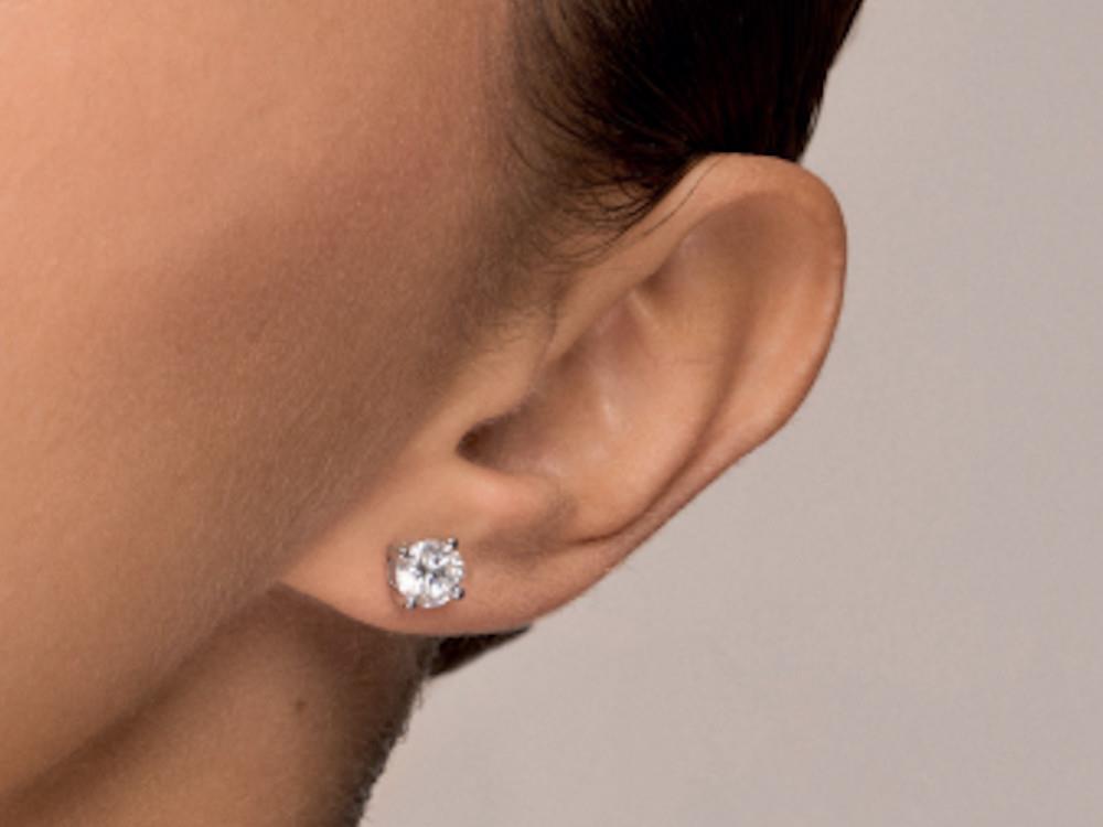 Solitario Pendientes Brillante de Oro Blanco 18K de 1.9 ct, CEW10006