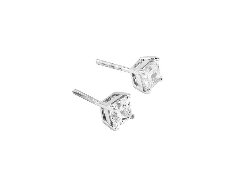 Solitario Pendientes Princesa de Oro Blanco 18K de 2 ct, CEW10154
