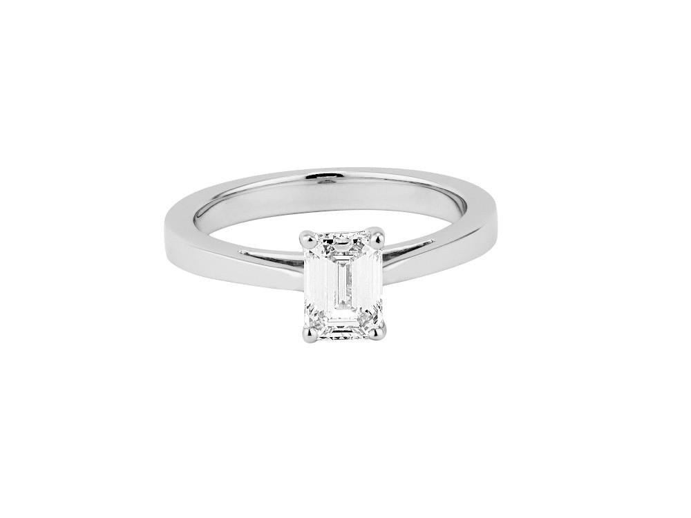 Solitario Anillo Solitario Baguette de 18K Oro Blanco 1 ct, CLRW10442-14