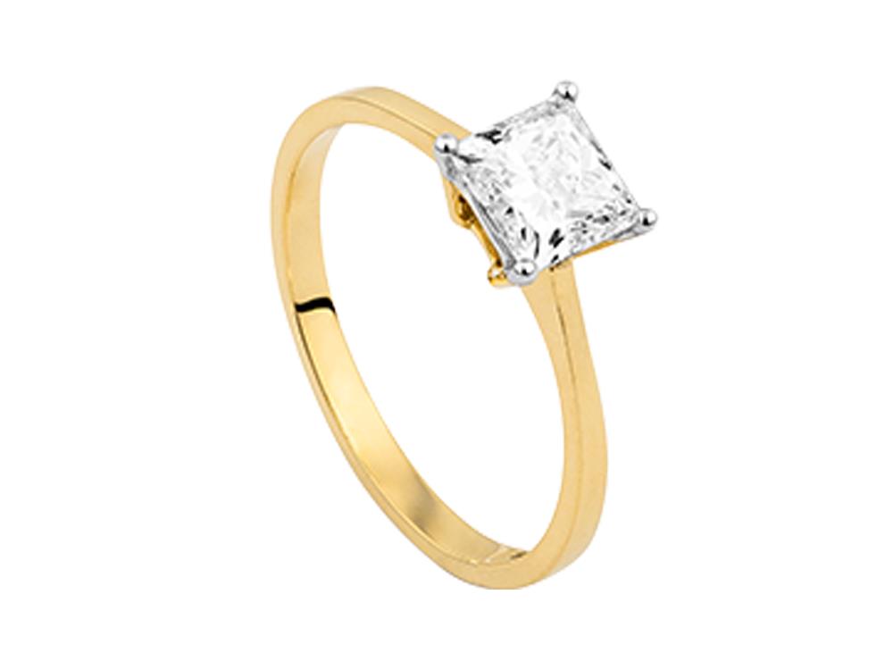 Solitario Anillo Solitario Princesa de Oro de 18K 0.5 ct, CLRY10404-14