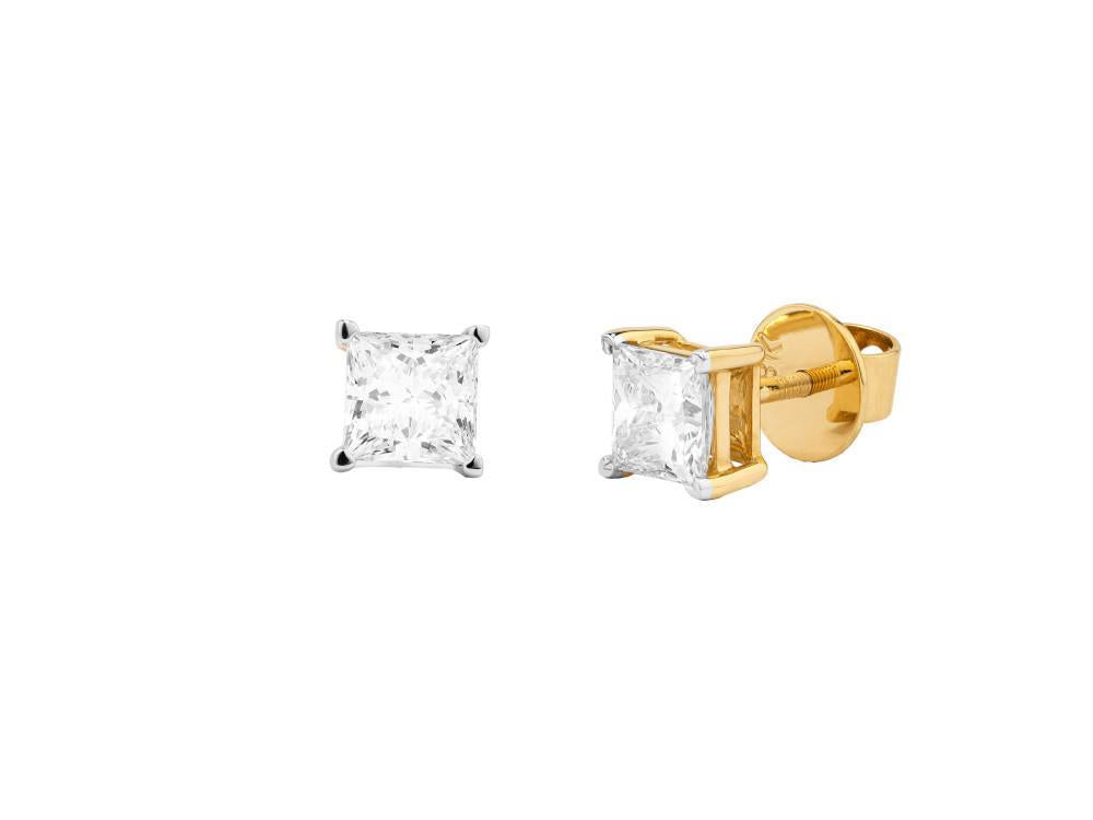 Solitario Pendientes Princesa de Oro 18K de 2.1 ct, ERY00003-103