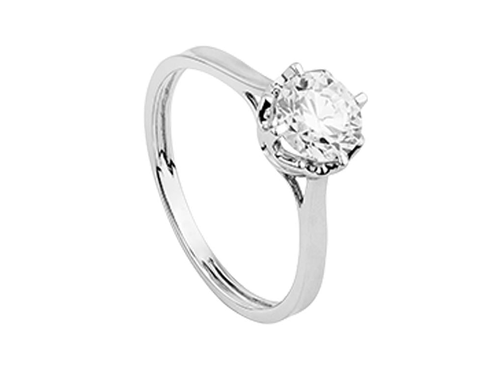 Solitario Anillo Solitario Brillante de Oro Blanco 18K 0.8 ct, LRW00569-085-13