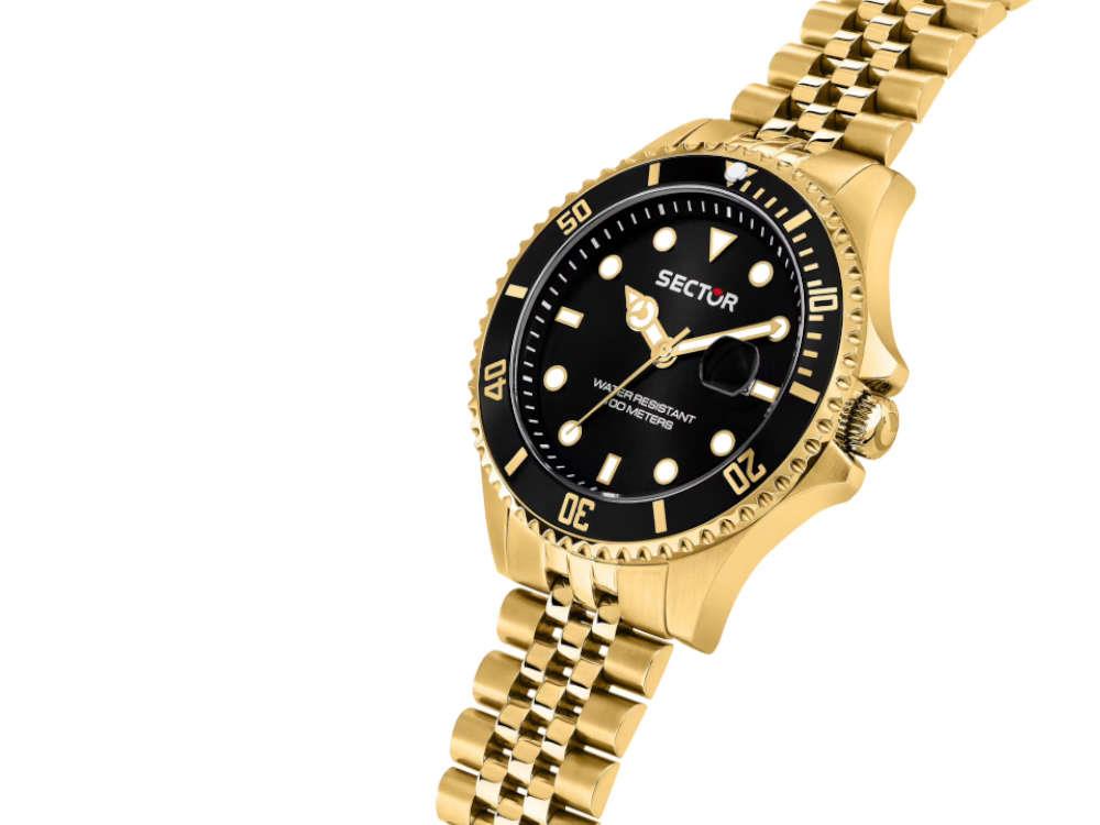 Reloj de Cuarzo Sector No Limits 230, PVD Oro, Negro, 43 mm, R3253161051
