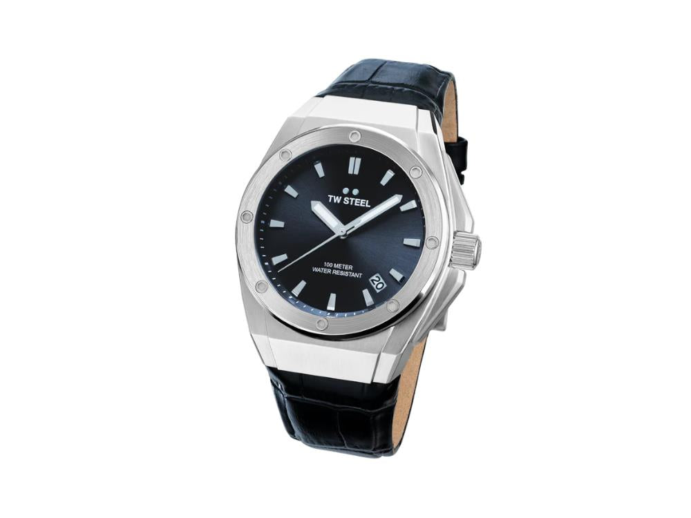 Reloj de Cuarzo TW SteelCeo Tech 44mm, Gris, 44 mm, Piel, 10 atm, CE4108