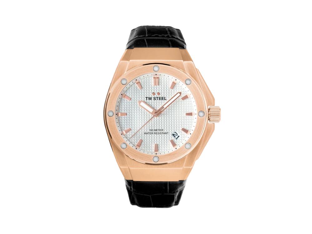 Reloj de Cuarzo TW SteelCeo Tech 44mm, Blanco, 44 mm, Piel, 10 atm, CE4109