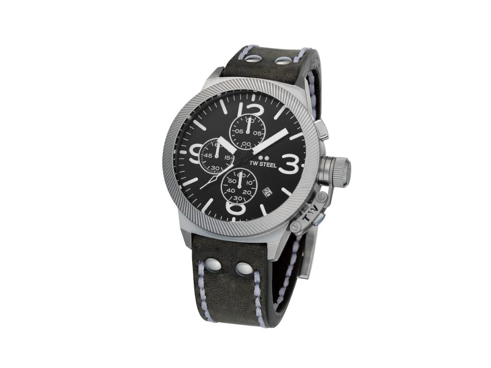 Reloj de Cuarzo TW Steel Classic Canteen, Gris, 45 mm, Piel, 10 atm, CS105