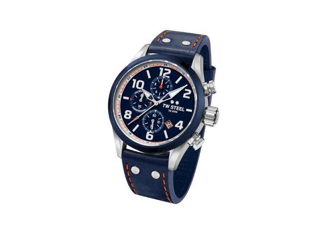 Reloj de Cuarzo TW Steel WRC, Azul, 48 mm, Correa de piel, 10 atm, VS90