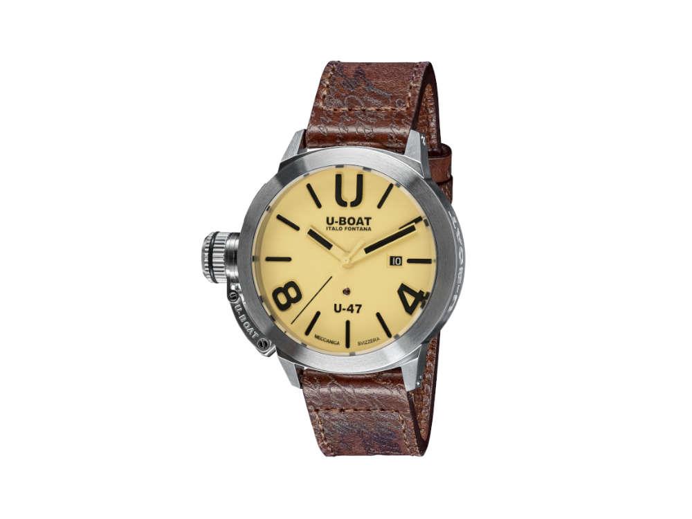 Reloj Automático U-Boat Classico, Acero Inoxidable 316L, Beige, 47mm, 8106