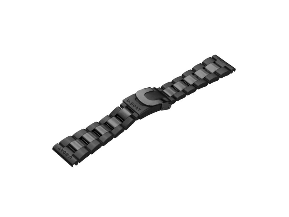 Brazalete U-Boat, Acero inoxidable con recubrimiento DLC, Negro, 23mm, 8350/BK