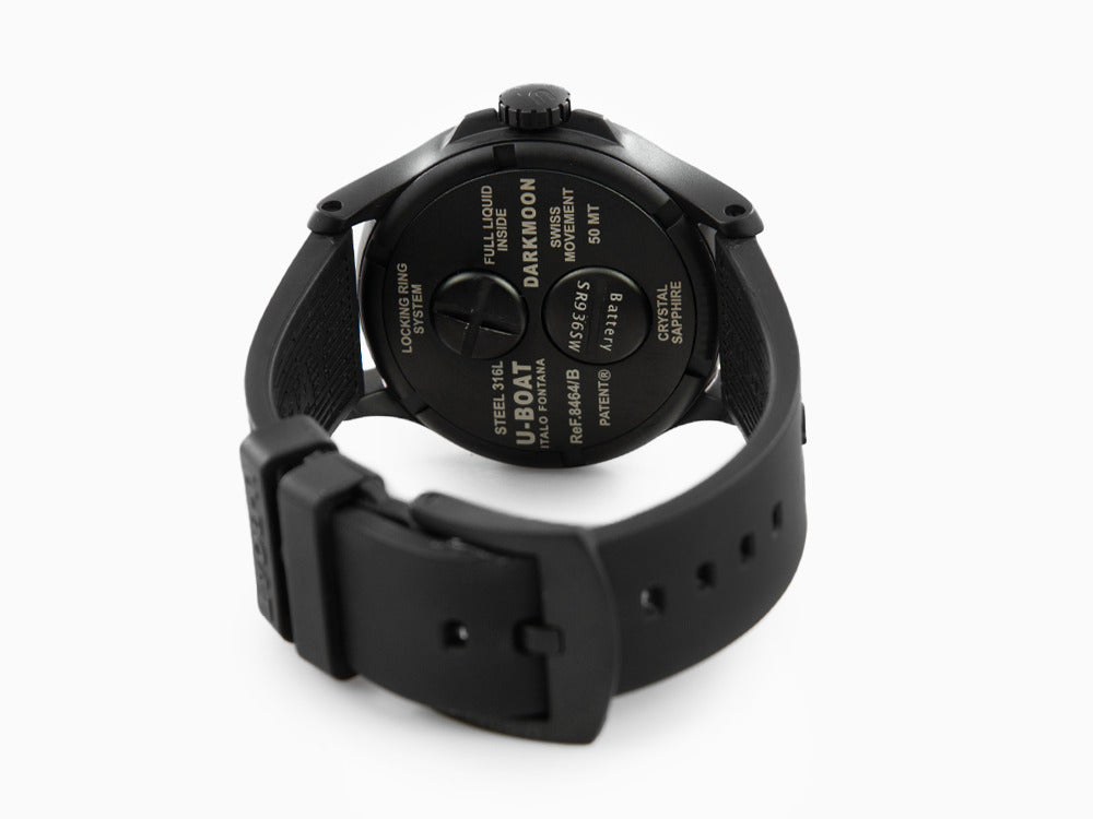 Reloj de Cuarzo U-Boat Capsoil Darkmoon 44 IPB, Negro, 44 mm, Silicona, 8464/A