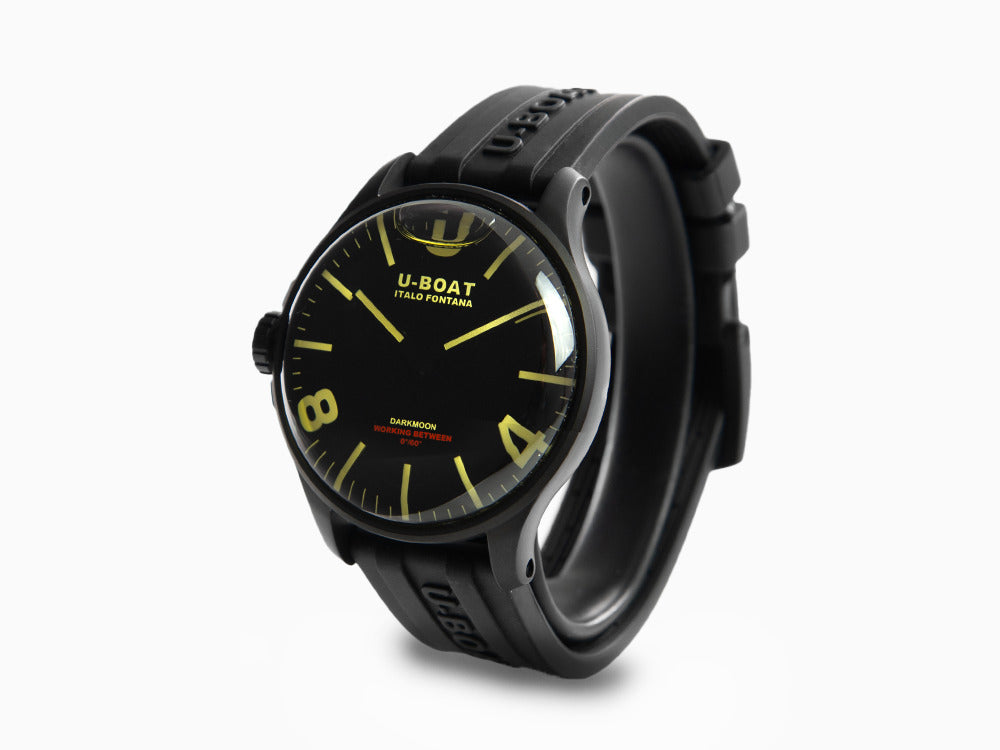 Reloj de Cuarzo U-Boat Capsoil Darkmoon 44 IPB, Negro, 44 mm, Silicona, 8464/A