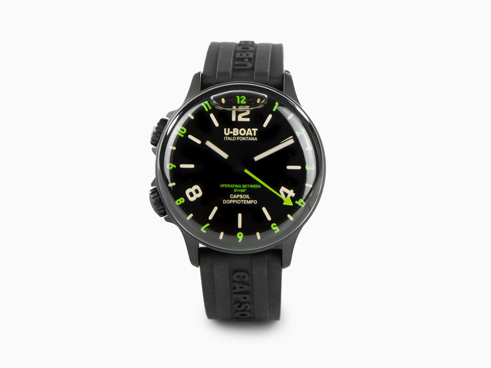 Reloj de Cuarzo U-Boat Capsoil Doppiotempo Green Rehaut, DLC, Negro, 45 mm, 8840