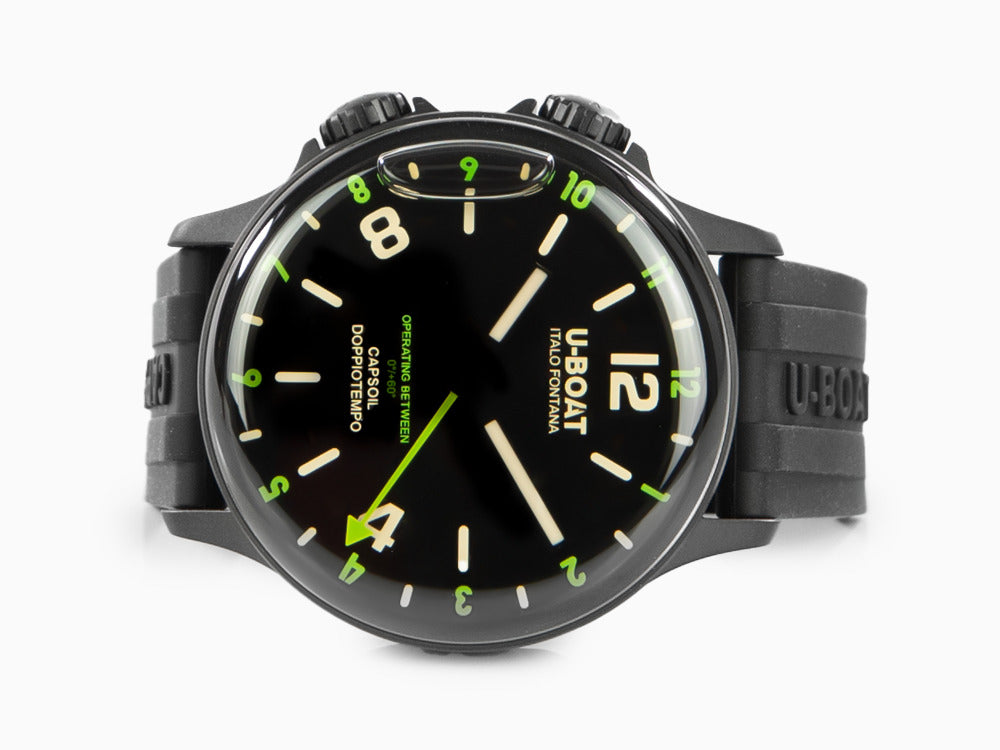 Reloj de Cuarzo U-Boat Capsoil Doppiotempo Green Rehaut, DLC, Negro, 45 mm, 8840