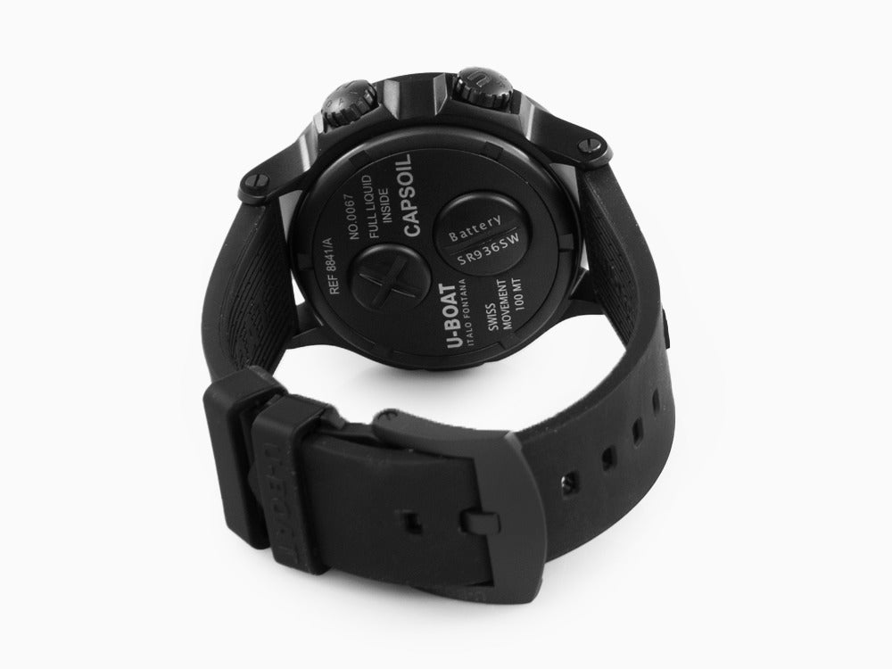 Reloj de Cuarzo U-Boat Capsoil Doppiotempo Red Rehaut, DLC, Negro, 45 mm, 8841