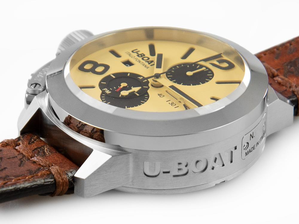 Reloj Automático U-Boat Classico Tungsteno Chronograph, Beige, 45 mm, 9568