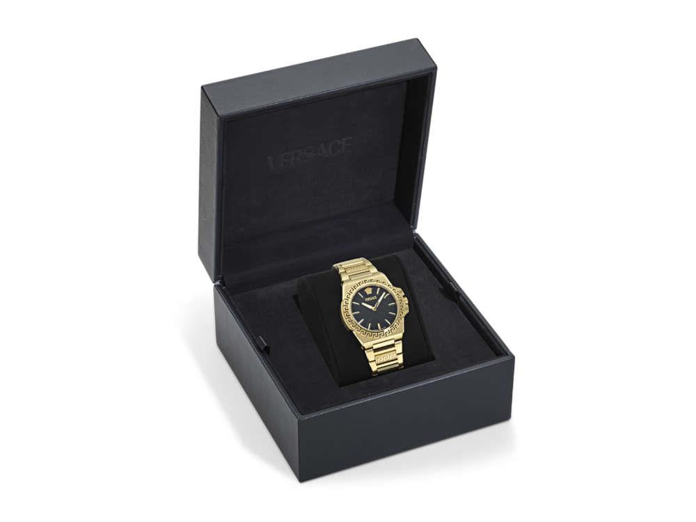 Reloj de Cuarzo Versace Greca Reaction, PVD Oro, Negro, 38 mm, VE0D00525