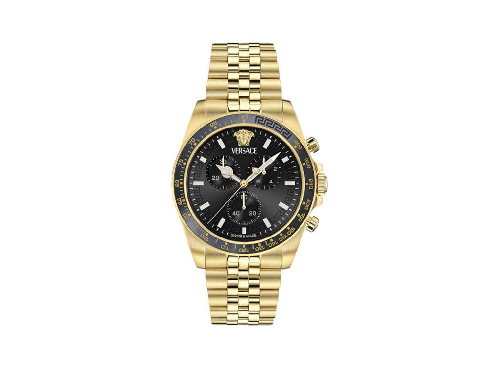 Reloj de Cuarzo Versace Greca Chrono Wave, PVD Oro, Negro, 43 mm, VE0H00525