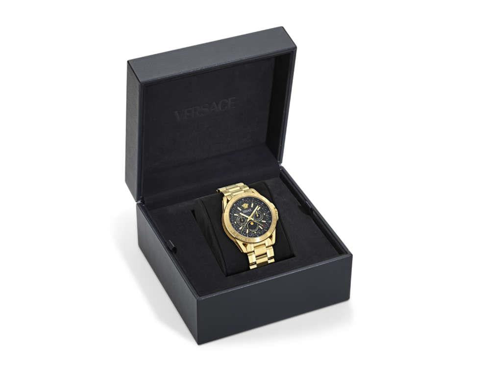 Reloj de Cuarzo Versace V-Galaxy Moonphase, PVD Oro, Negro, 43 mm, VE0K00425