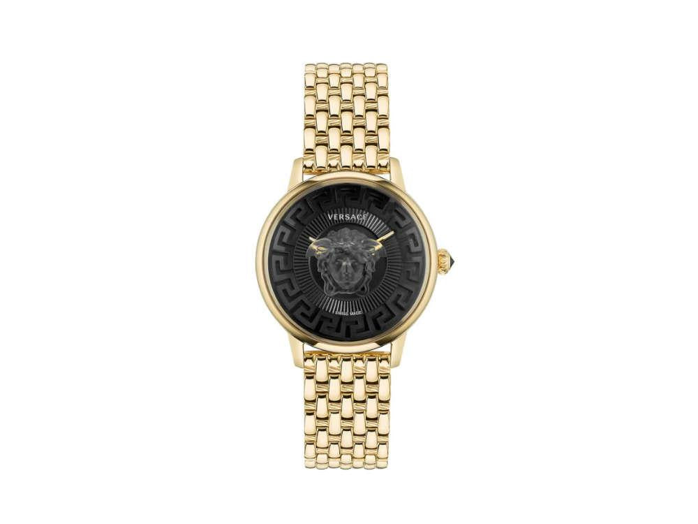 Reloj de Cuarzo Versace Medusa Alchemy, PVD Oro, Negro, 38 mm, VE6F00523