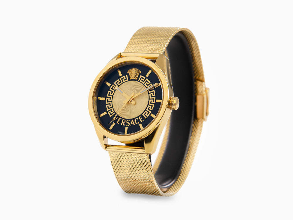 Reloj de Cuarzo Versace New V Circle, PVD Oro, 36 mm, Cristal Zafiro, VE8A00424