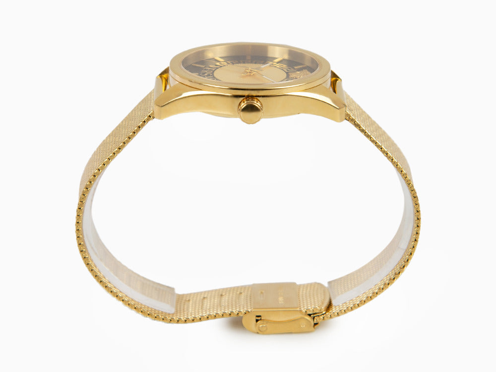 Reloj de Cuarzo Versace New V Circle, PVD Oro, 36 mm, Cristal Zafiro, VE8A00424