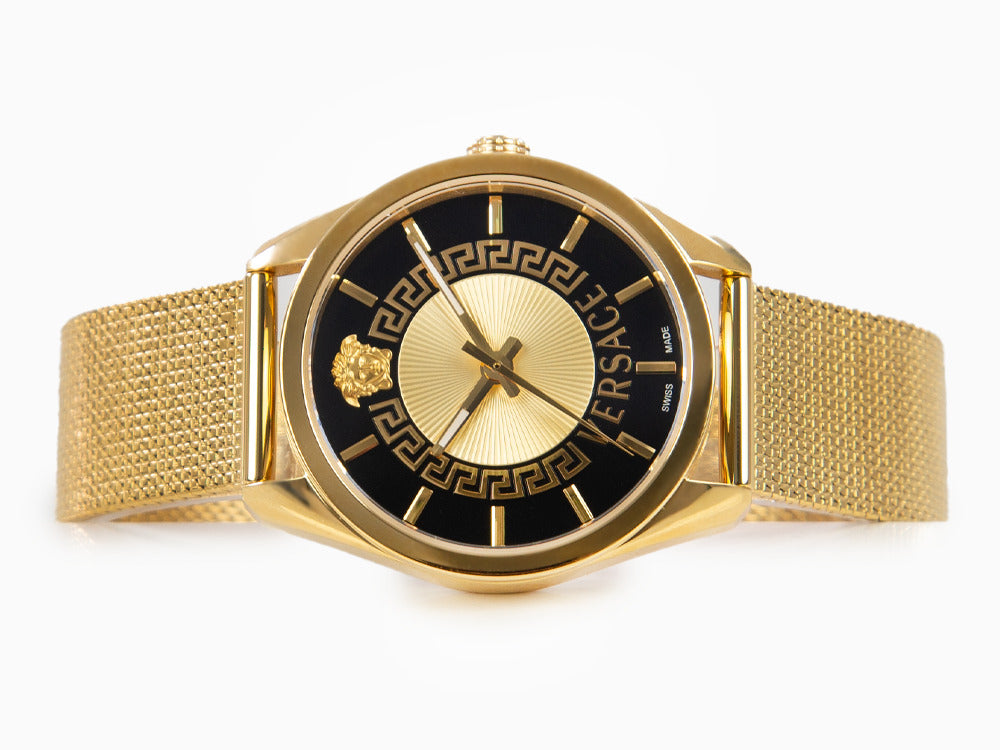 Reloj de Cuarzo Versace New V Circle, PVD Oro, 36 mm, Cristal Zafiro, VE8A00424