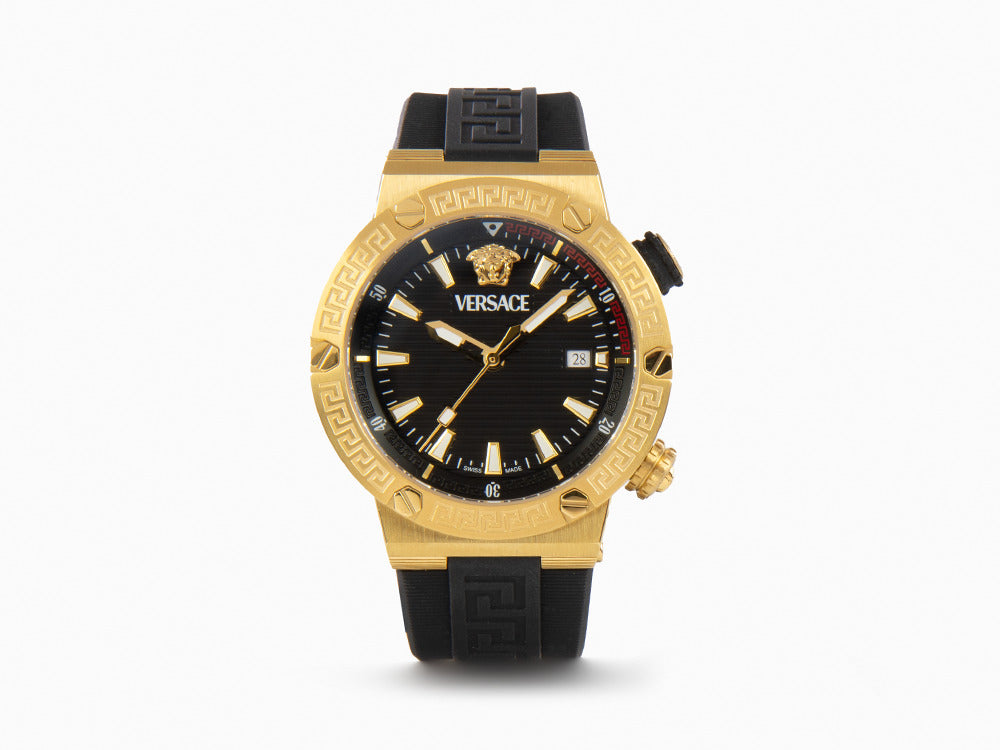 Reloj de Cuarzo Versace Greca Logo Diver, PVD Oro, Negro, 43 mm, VE8G00324