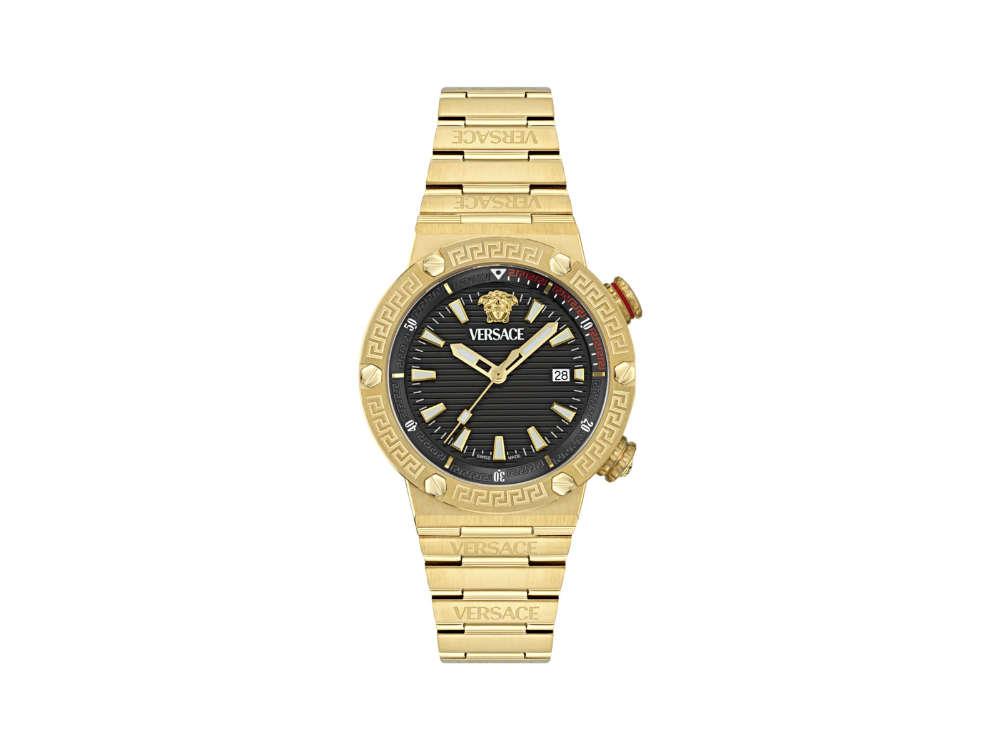 Reloj de Cuarzo Versace Greca Logo Diver, PVD Oro, Negro, 43 mm, VE8G00624