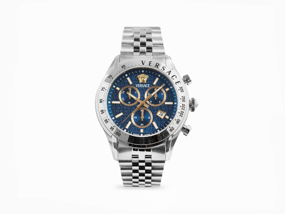 Reloj de Cuarzo Versace Chrono Master, Azul, 44 mm, Cristal de Zafiro, VE8R00324