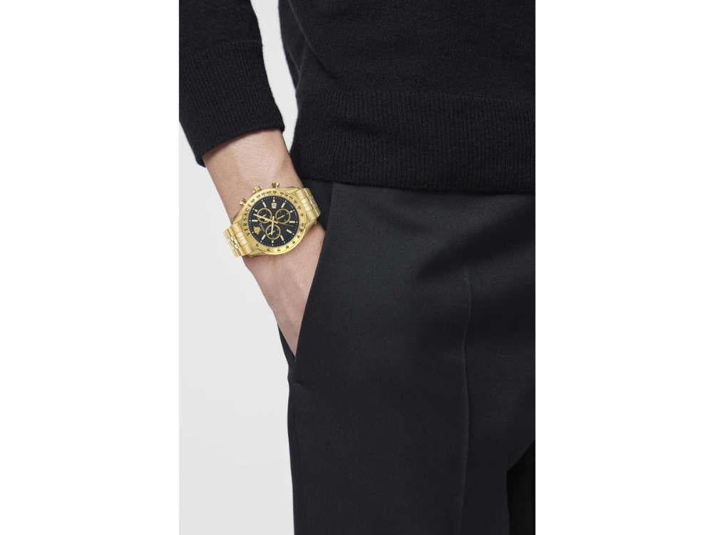 Reloj de Cuarzo Versace Chrono Master, PVD Oro, Negro, 44 mm, VE8R00624