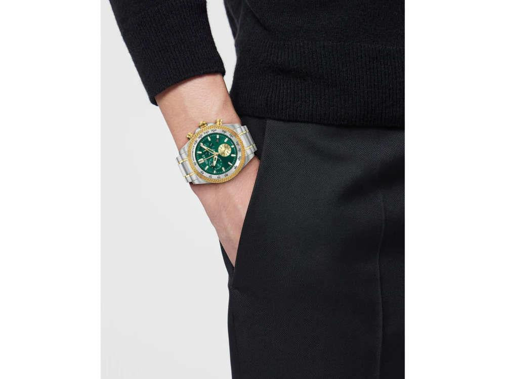 Reloj de Cuarzo Versace Chrono X, Acero reciclado, Verde, 44 mm, VE9K00424