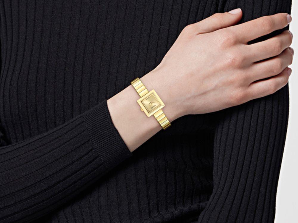 Reloj de Cuarzo Versace V_Square, Dorado, Cristal de Zafiro, VEY900526