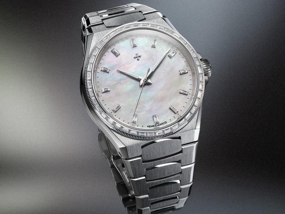 Reloj Automático Venezianico Arsenale Moissanite, 37 mm, Blanco, 6121511C