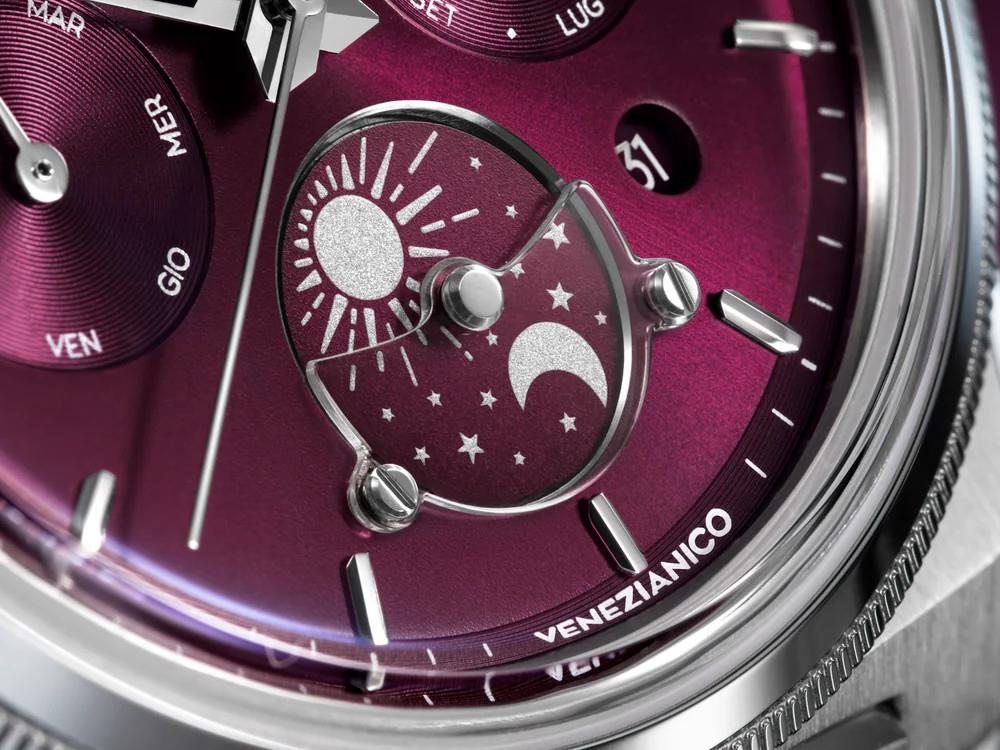 Reloj Automático Venezianico Arsenale Calendario, 40 mm, Burdeos, 6221581C