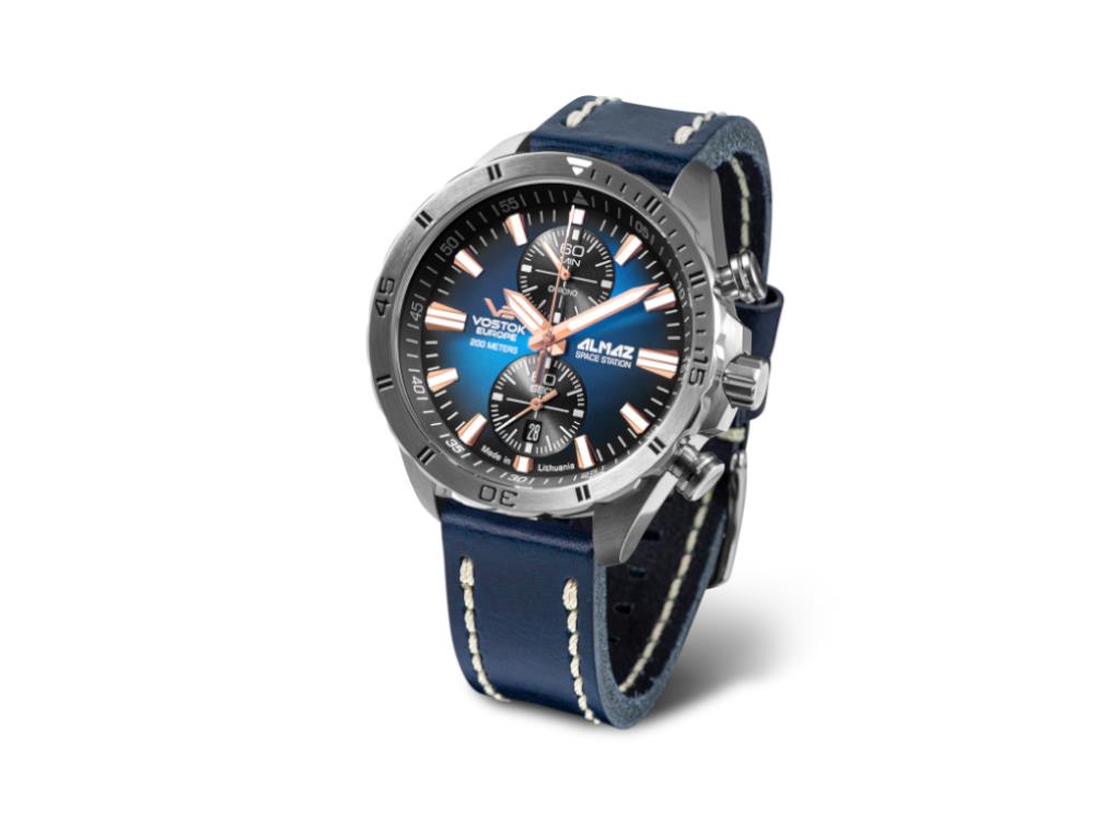 Reloj de Cuarzo Vostok Europe Almaz, Azul, 47 mm, Cronógrafo, 6S11-320A675-L-BL
